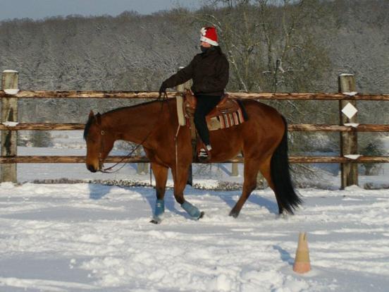 Mel travaillant dans la neige. 